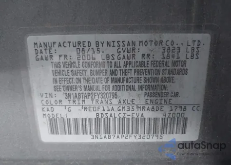 2015 Nissan Sentra S from USA, damaged, VIN 3N1AB7AP2FY320795